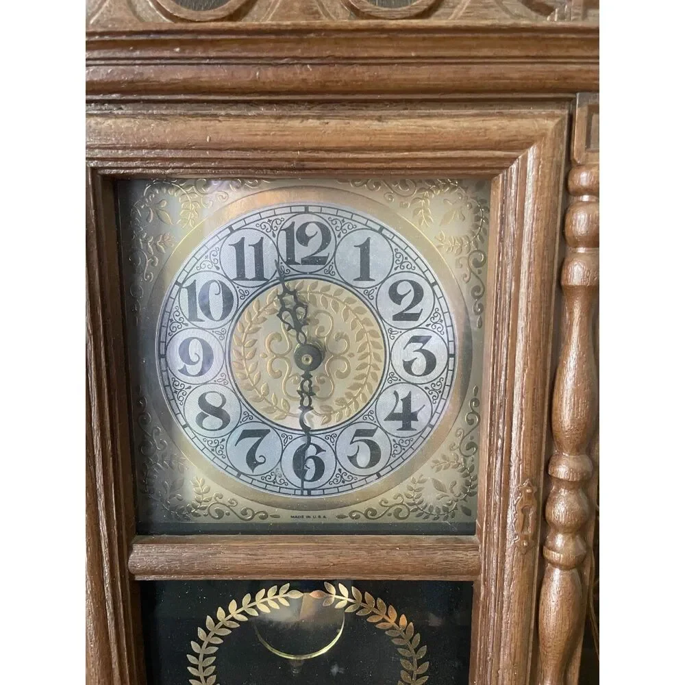 Vintage Westminster Chime Quartz Mantel Clock Wood Pendulum Working USA